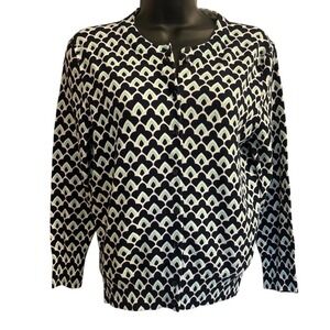 Crown and Ivy Button Cotton Navy and Green Cardigan Sz S NWT